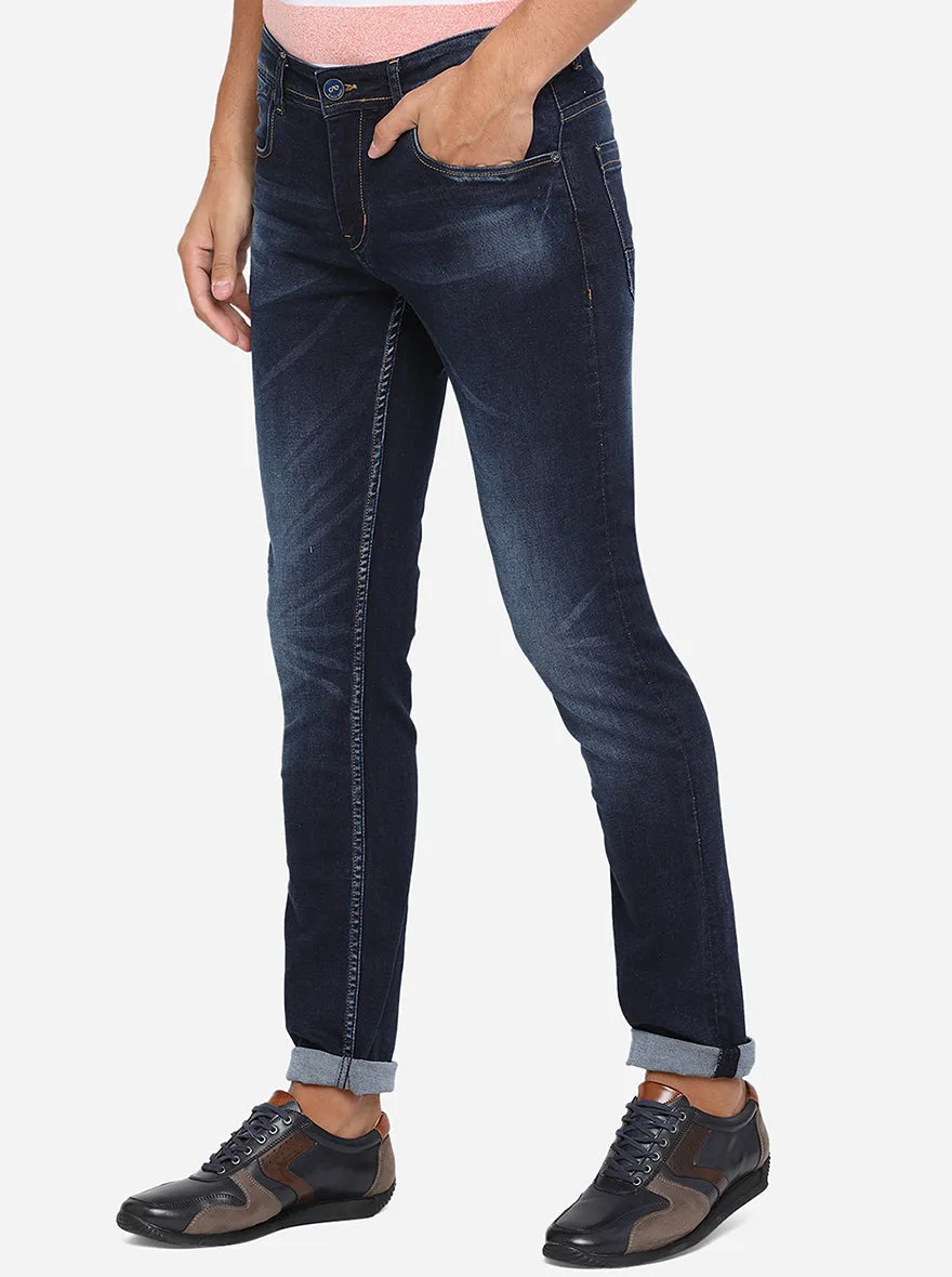 Indigo Blue Washed Slim Fit Jeans | JadeBlue