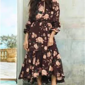 Johanna Ortiz x H&amp;M Midi Brown Floral Boho Peasant Cottage Wedding Easter