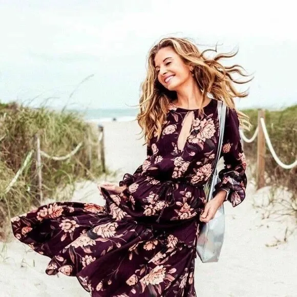 Johanna Ortiz x H&amp;M Midi Brown Floral Boho Peasant Cottage Wedding Easter