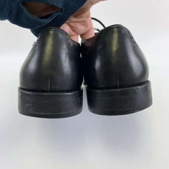 Johnston And Murphy Knowland Cap Toe Oxford Black Leather Lace Up Shoe Mens 11.5