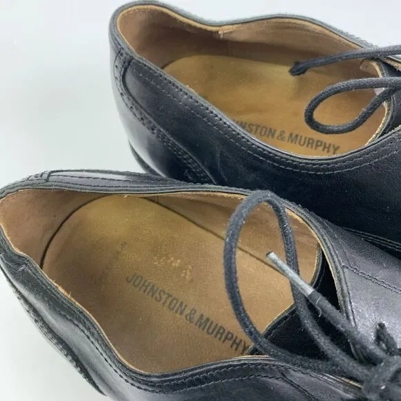 Johnston And Murphy Knowland Cap Toe Oxford Black Leather Lace Up Shoe Mens 11.5