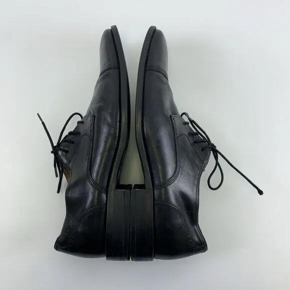 Johnston And Murphy Knowland Cap Toe Oxford Black Leather Lace Up Shoe Mens 11.5
