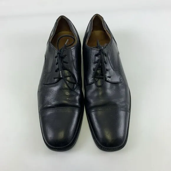 Johnston And Murphy Knowland Cap Toe Oxford Black Leather Lace Up Shoe Mens 11.5
