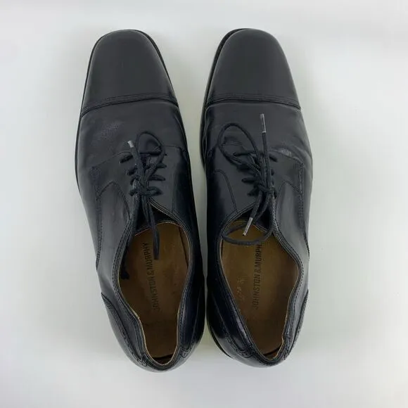 Johnston And Murphy Knowland Cap Toe Oxford Black Leather Lace Up Shoe Mens 11.5