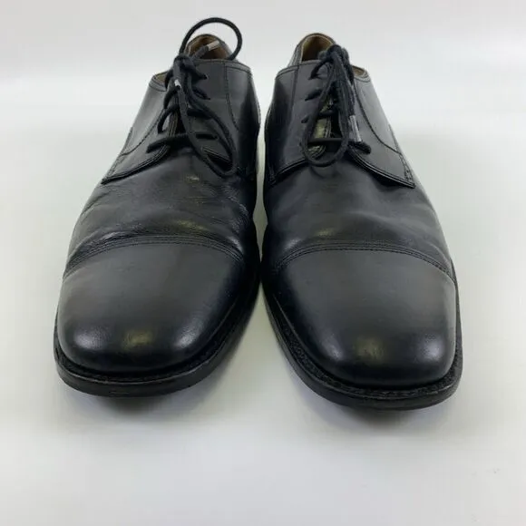 Johnston And Murphy Knowland Cap Toe Oxford Black Leather Lace Up Shoe Mens 11.5