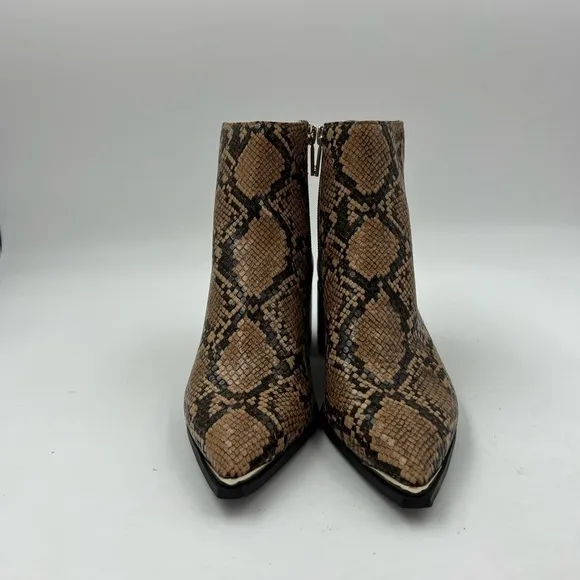 Kenneth Cole Toffee Roanne Snakeskin Print Solid Block Heel Ankle Boots Size 6