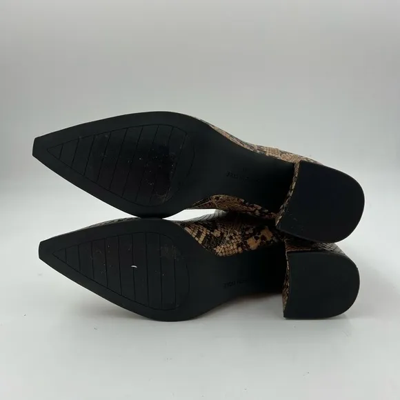 Kenneth Cole Toffee Roanne Snakeskin Print Solid Block Heel Ankle Boots Size 6