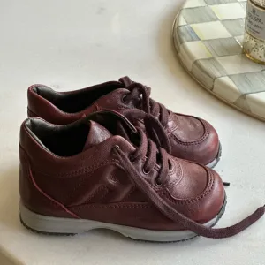 Kids Burgundy Leather Shoes