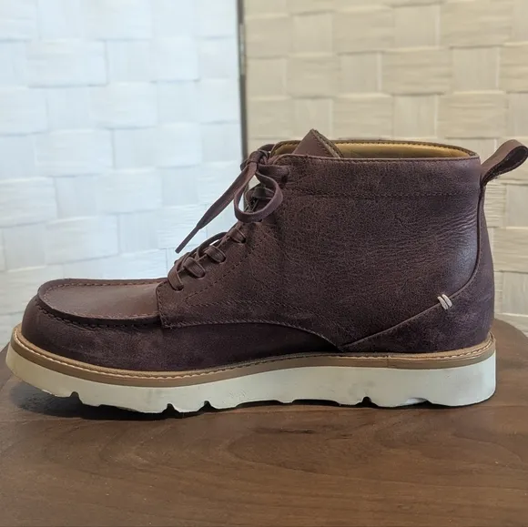 LABEL Men's 13 Burgundy Leather Boots NEW Vibram sole Stylish