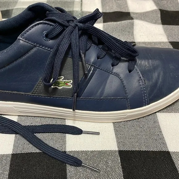Lacoste Men's Chaymon Lace Up Leather Sneakers Shoes Size 12 Blue