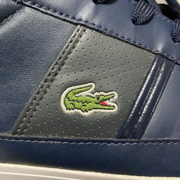 Lacoste Men's Chaymon Lace Up Leather Sneakers Shoes Size 12 Blue