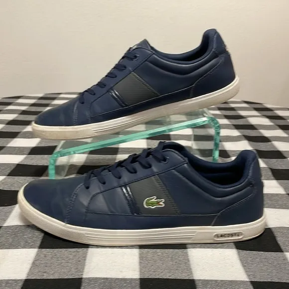 Lacoste Men's Chaymon Lace Up Leather Sneakers Shoes Size 12 Blue