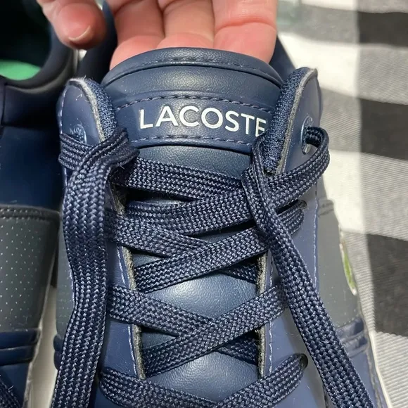 Lacoste Men's Chaymon Lace Up Leather Sneakers Shoes Size 12 Blue