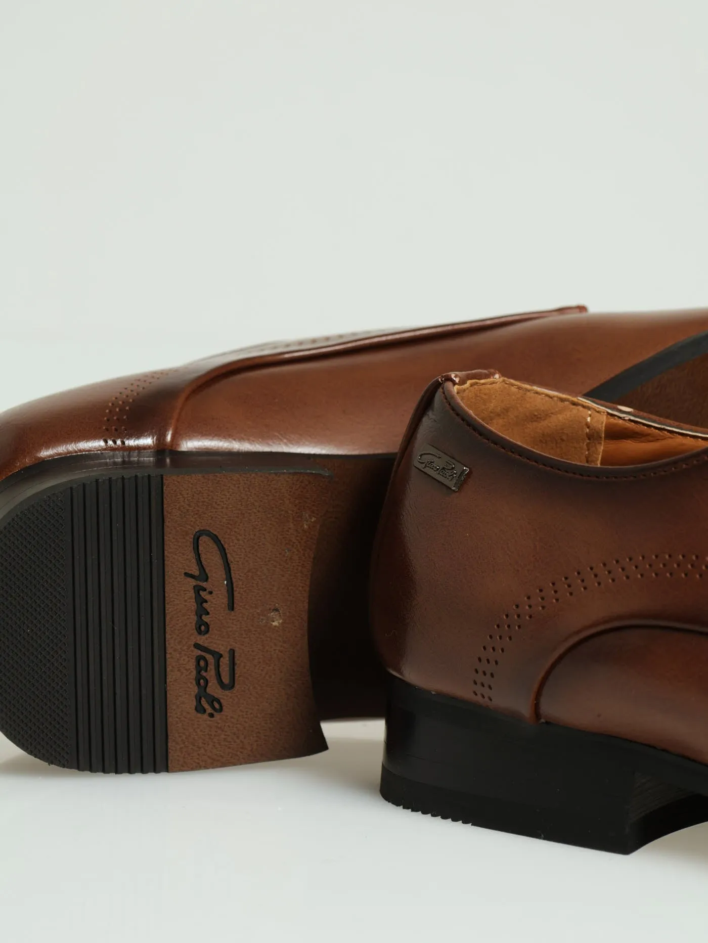 Laser Punch Side Detail Lace Up Derby Shoe - Tan