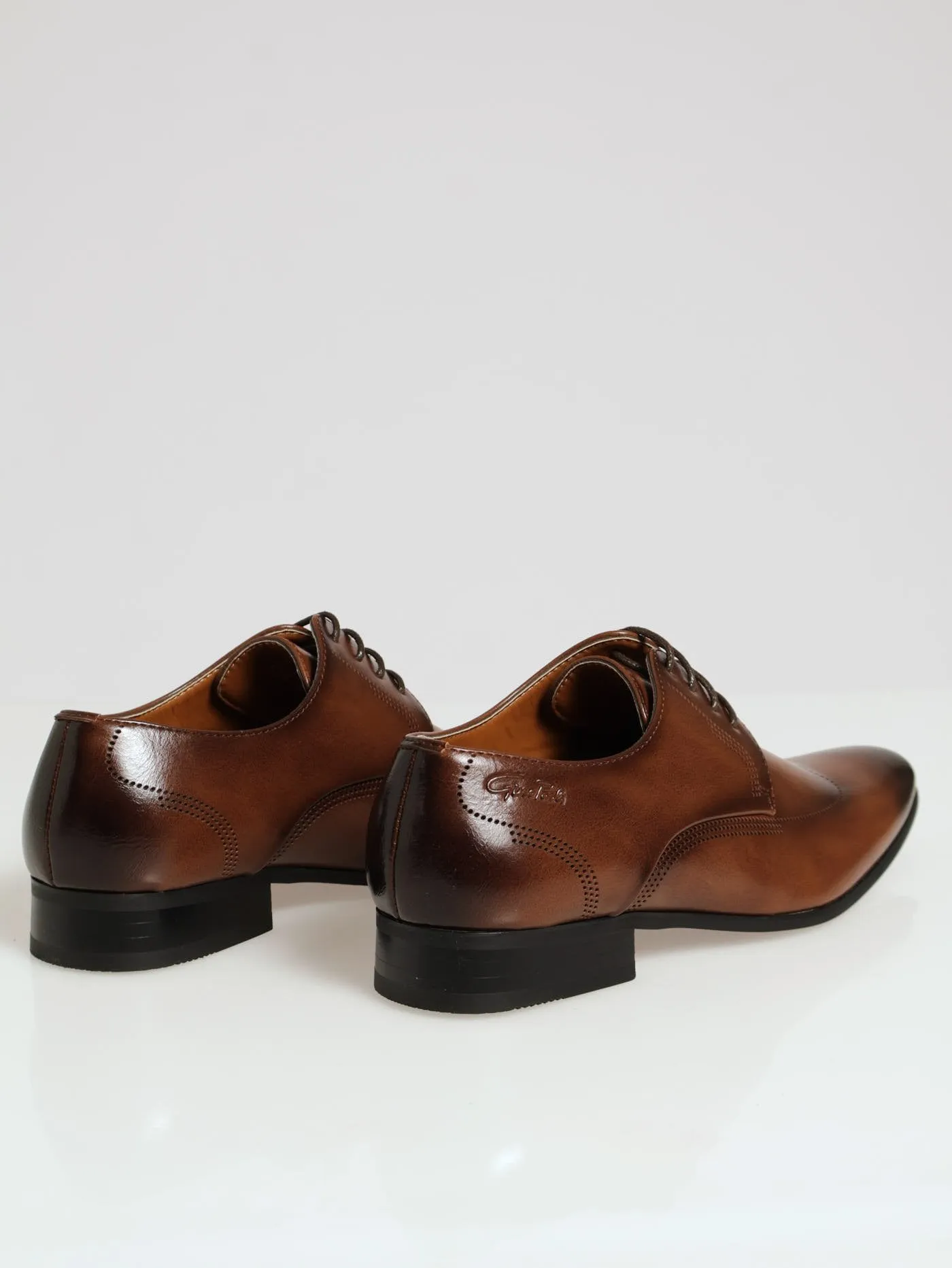 Laser Wing Tip Lace Up Derby - Tan