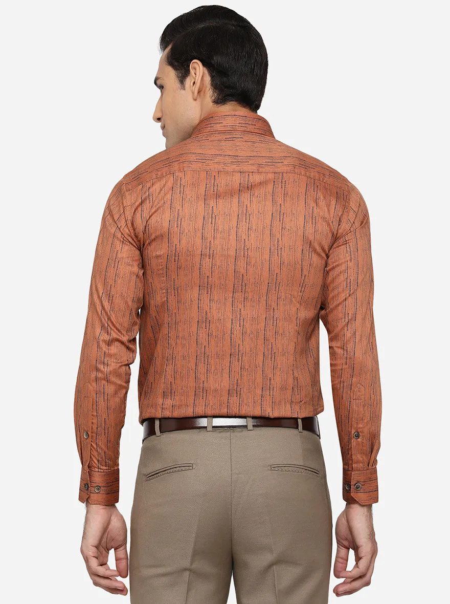 Leather Brown Printed Slim Fit Party Wear Shirt | Greenfibre