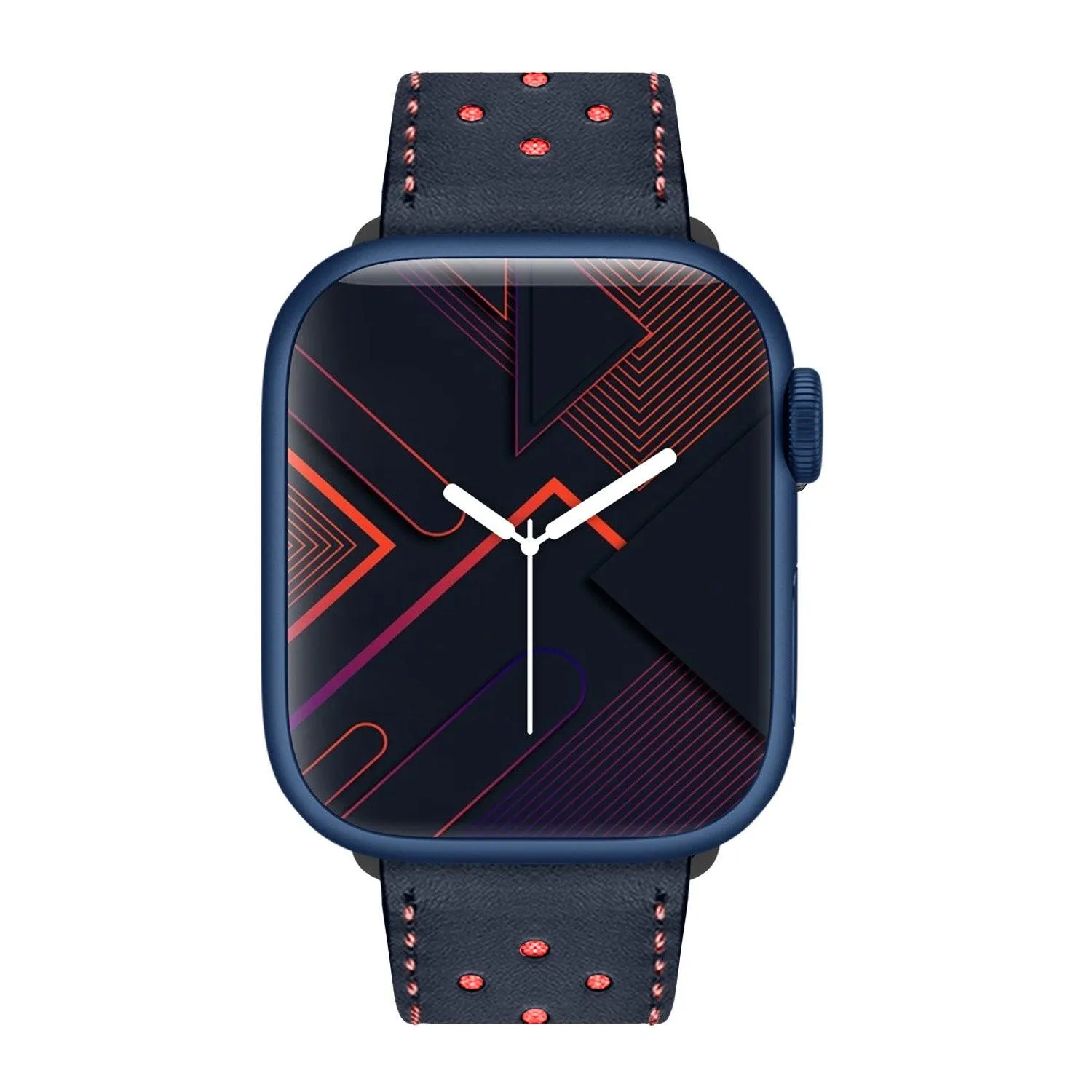 Leather Perforated Band, Midnight Blue-Red