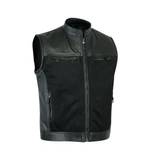 Leatherick Mens Perforated Biker Leather Vest