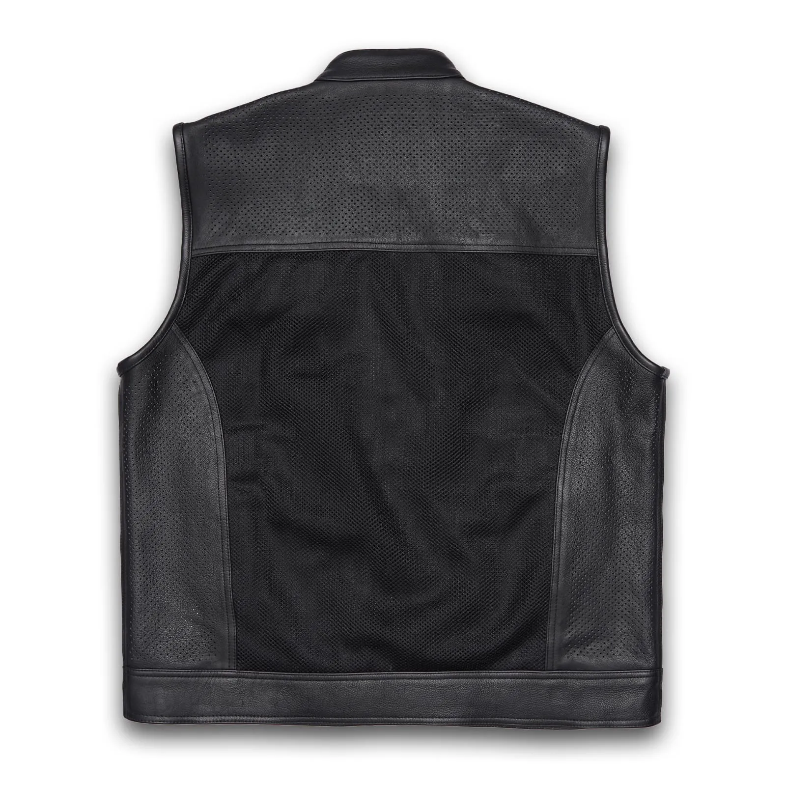 Leatherick Mens Perforated Custom Biker Leather Vest in Medium (M)