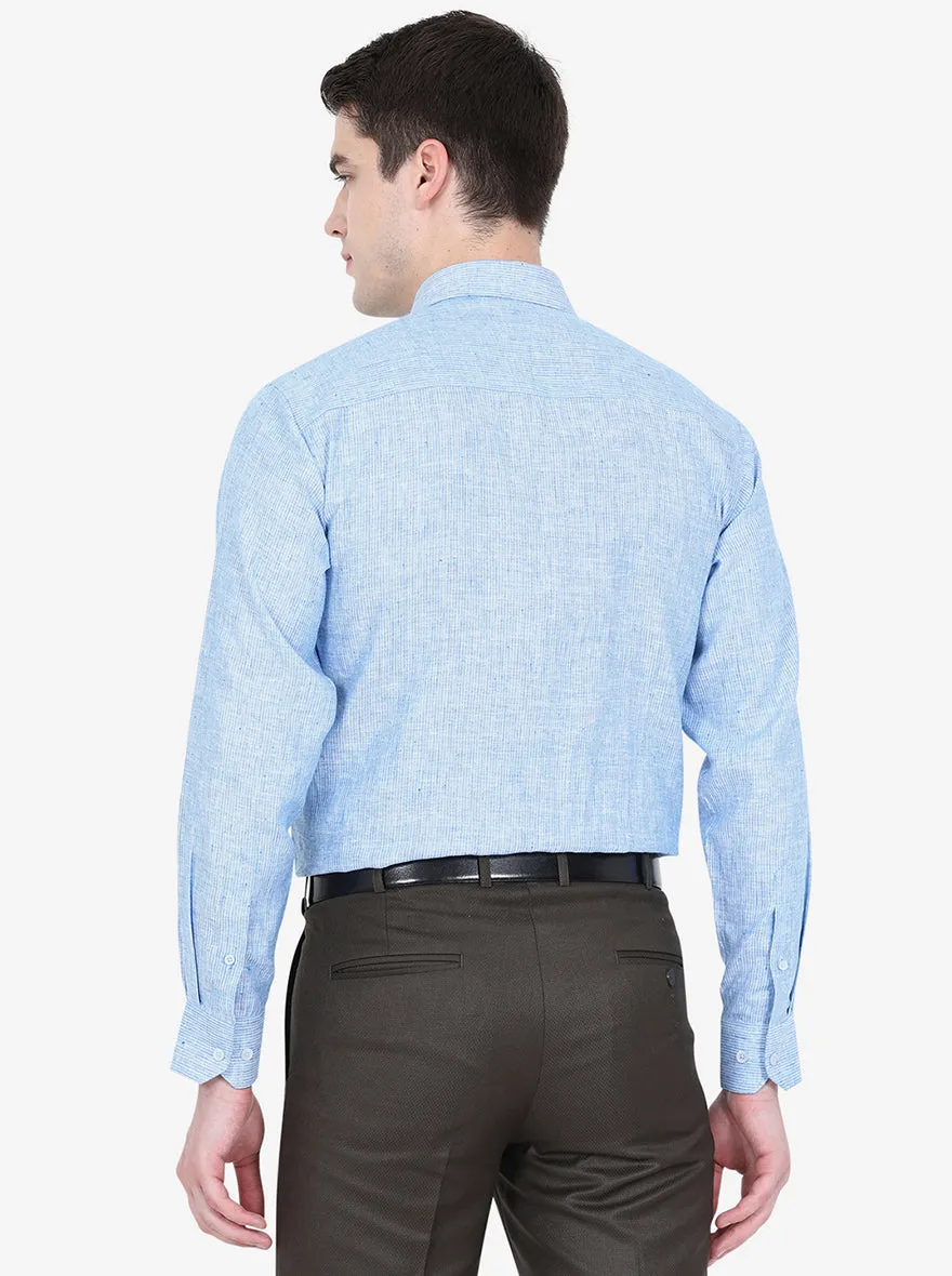 Light Blue Striped Regular Fit Formal Shirt | JadeBlue