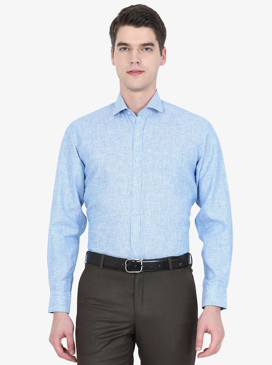 Light Blue Striped Regular Fit Formal Shirt | JadeBlue