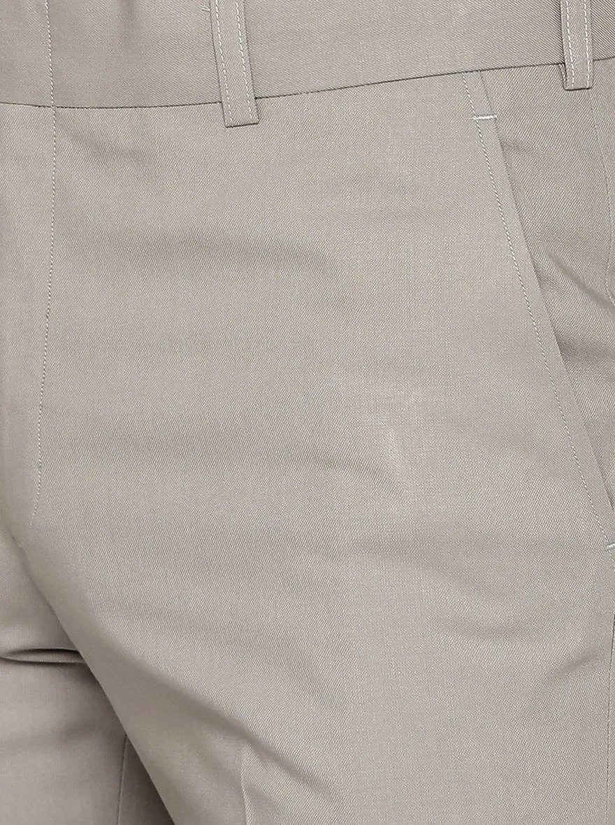 Light Grey Solid Slim Fit Formal Trouser | Metal