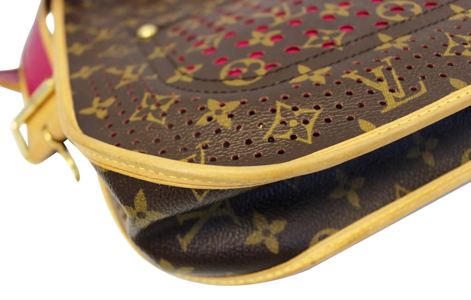 LOUIS VUITTON Pre Owned Fuchsia Monogram Perforated Musette Shoulder Bag