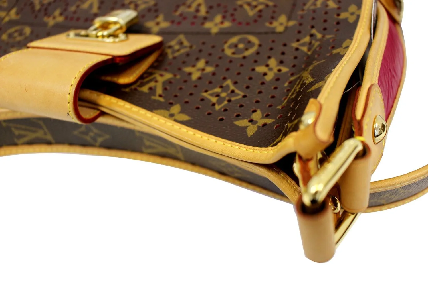 LOUIS VUITTON Pre Owned Fuchsia Monogram Perforated Musette Shoulder Bag