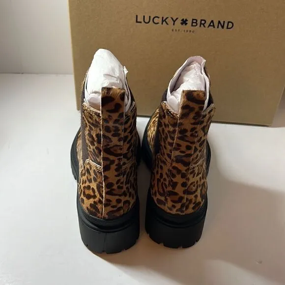 Lucky Brand Emali Lug Sole Animal Print Ankle Boots size 5M