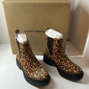 Lucky Brand Emali Lug Sole Animal Print Ankle Boots size 5M