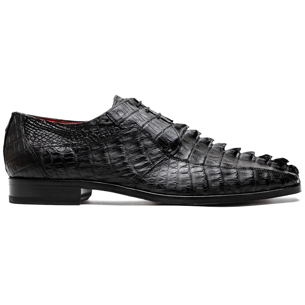 Marco Di Milano Cancun Black Caiman Crocodile Tail Dress Shoes