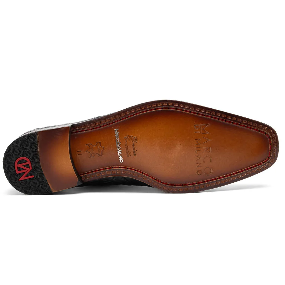 Marco Di Milano Cancun Black Caiman Crocodile Tail Dress Shoes