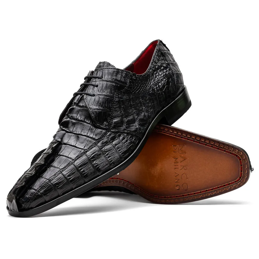Marco Di Milano Cancun Black Caiman Crocodile Tail Dress Shoes