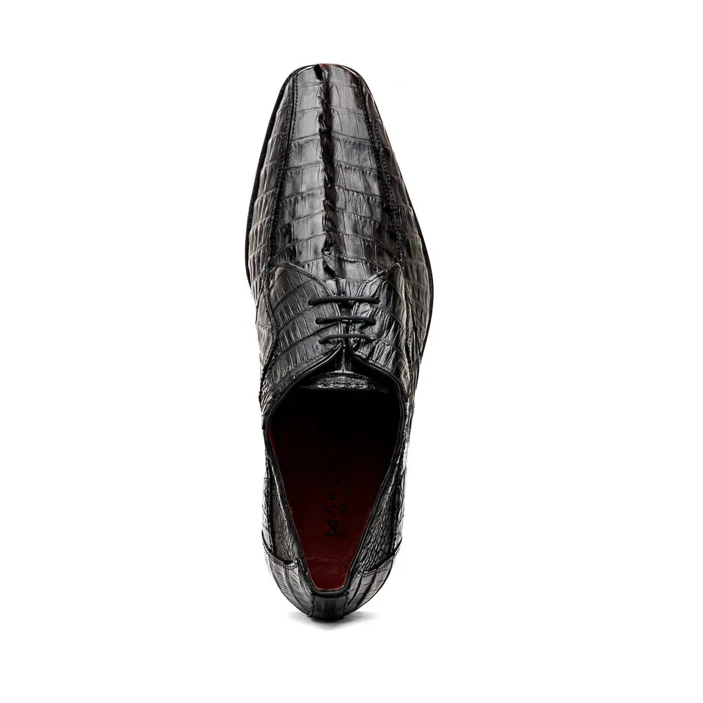 Marco Di Milano Cancun Black Caiman Crocodile Tail Dress Shoes