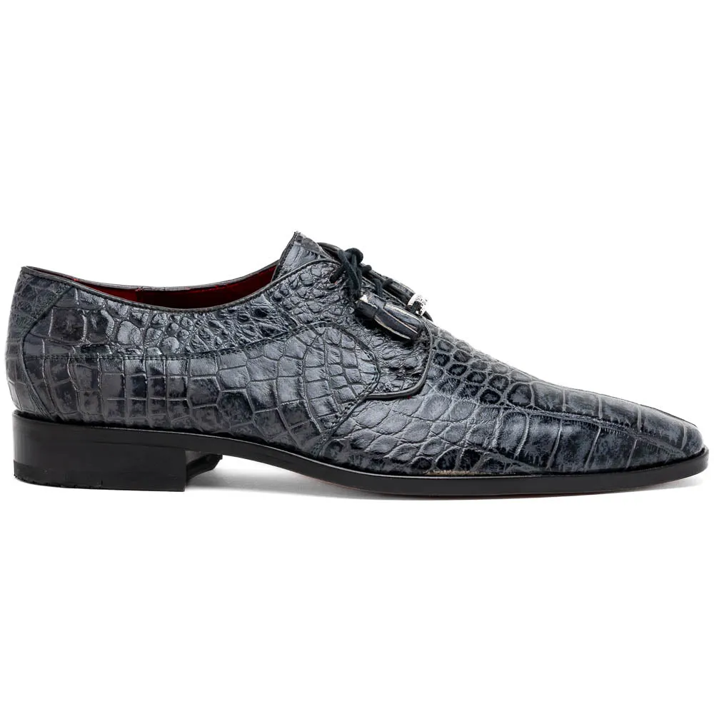 Marco Di Milano Fitipaldi Rustic Grey Alligator Derby Dress Shoes