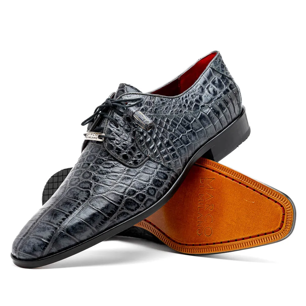 Marco Di Milano Fitipaldi Rustic Grey Alligator Derby Dress Shoes