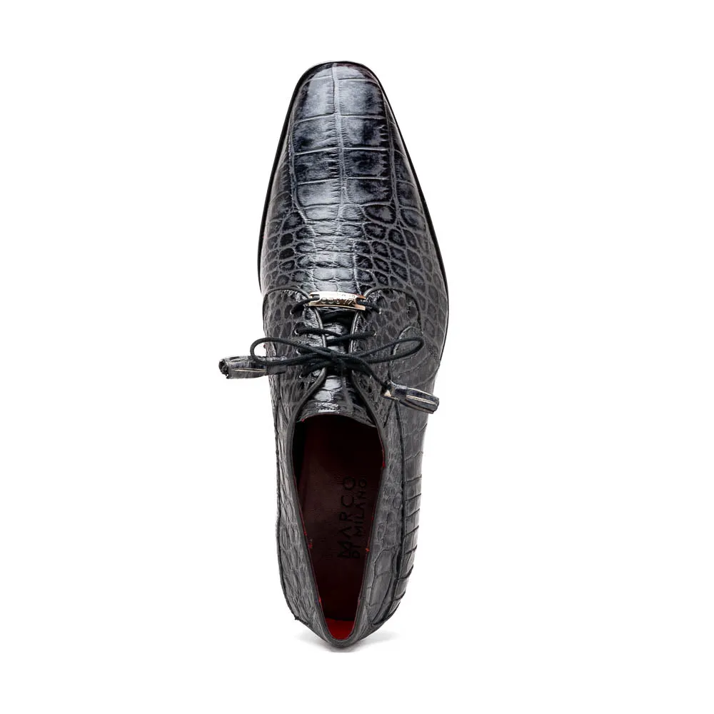 Marco Di Milano Fitipaldi Rustic Grey Alligator Derby Dress Shoes