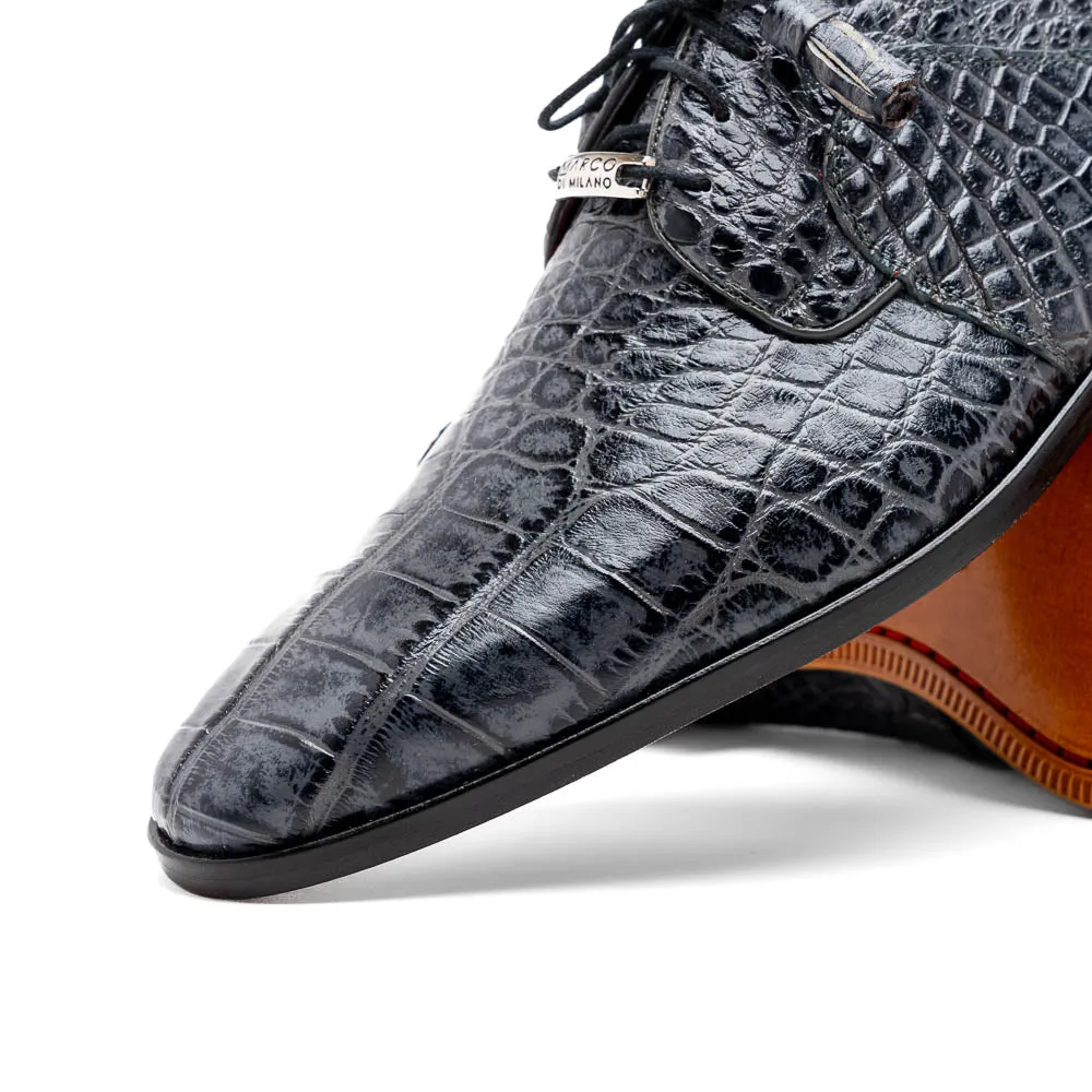 Marco Di Milano Fitipaldi Rustic Grey Alligator Derby Dress Shoes