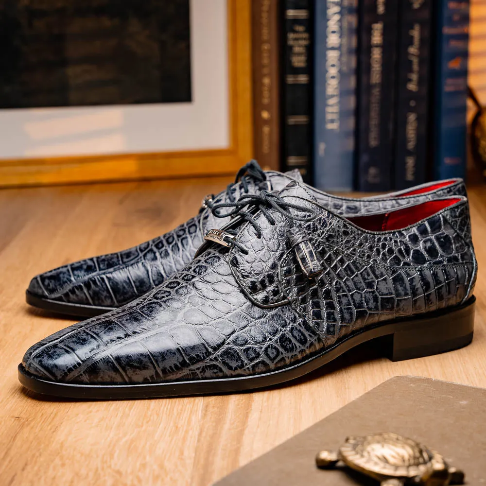 Marco Di Milano Fitipaldi Rustic Grey Alligator Derby Dress Shoes