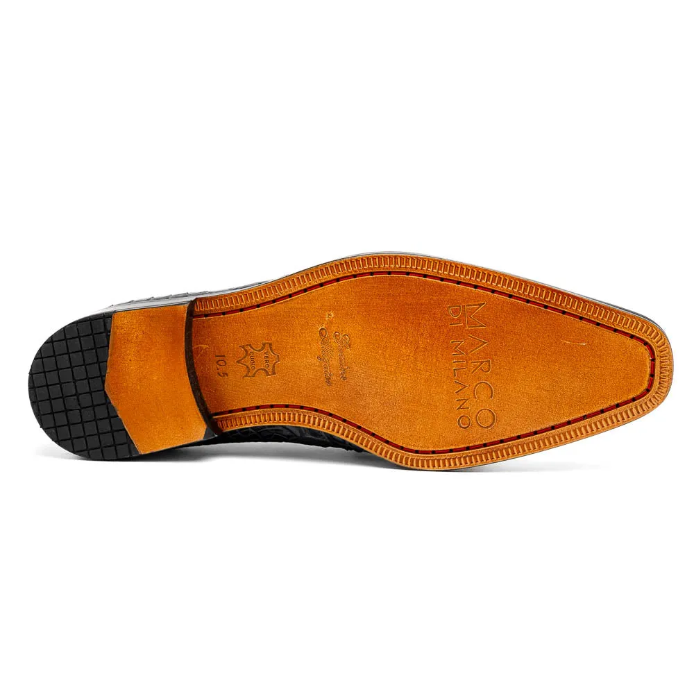Marco Di Milano Fitipaldi Rustic Grey Alligator Derby Dress Shoes