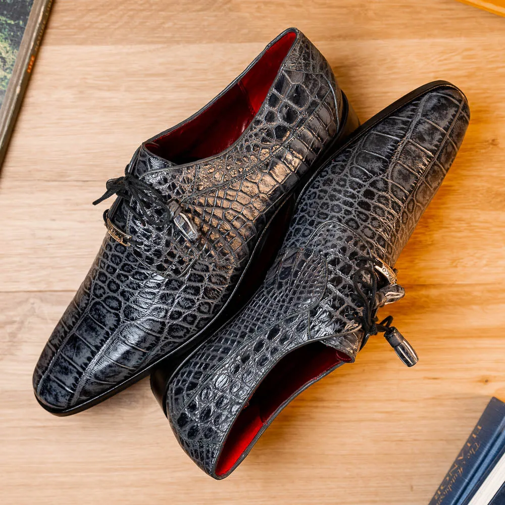 Marco Di Milano Fitipaldi Rustic Grey Alligator Derby Dress Shoes