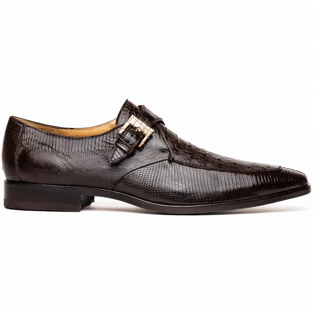 Marco Di Milano Toluca in Brown Crocodile & Lizard Monk Strap Dress Shoes