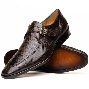 Marco Di Milano Toluca in Brown Crocodile & Lizard Monk Strap Dress Shoes