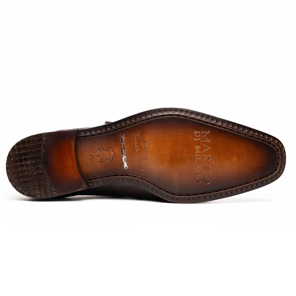 Marco Di Milano Toluca in Brown Crocodile & Lizard Monk Strap Dress Shoes