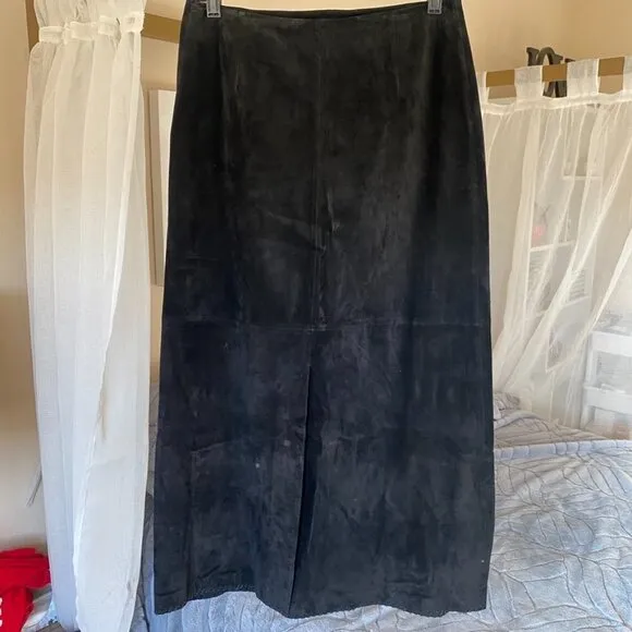 Marsh Landing Leather Maxi Skirt - Black - Size 8 EUC