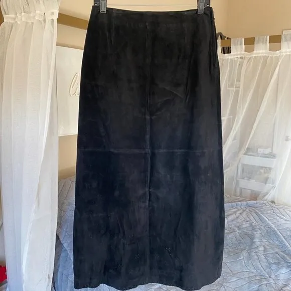 Marsh Landing Leather Maxi Skirt - Black - Size 8 EUC