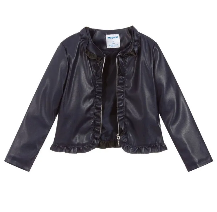 Mayoral Girls Leather Light Jacket: Sizes 8 to 18