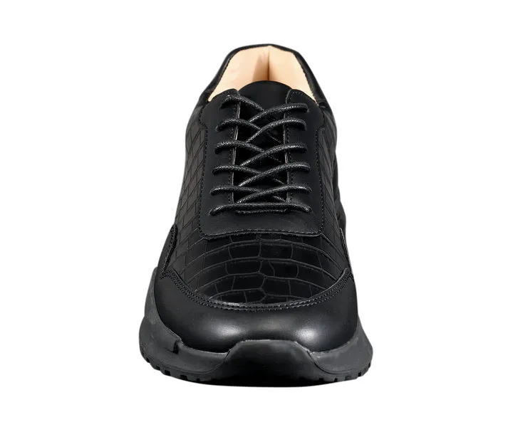 Mazino Shoes Hank Crocodile Luxe Lace Up Sneakers Men’s Black