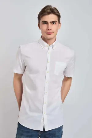 Men Shirt Regular Fit Oxford Cotton Short Sleeves