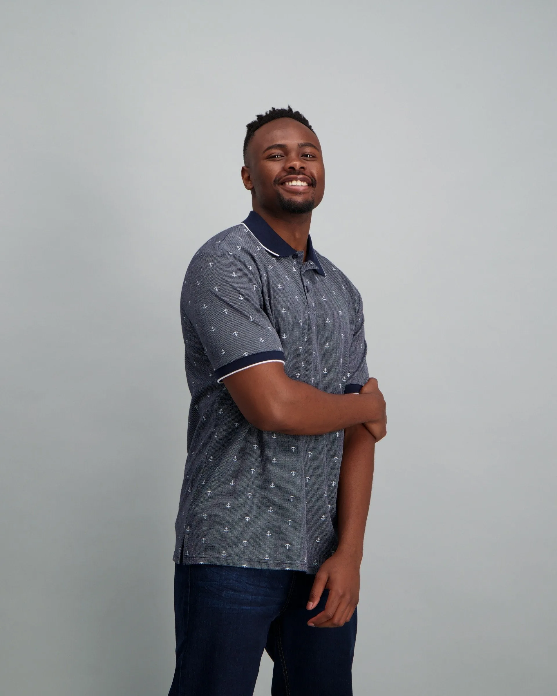 Mens - Anchor Print Golfer - Navy